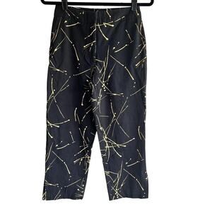 Krazy Larry Paint Splatter Ankle Pants crop black and gold Size 4